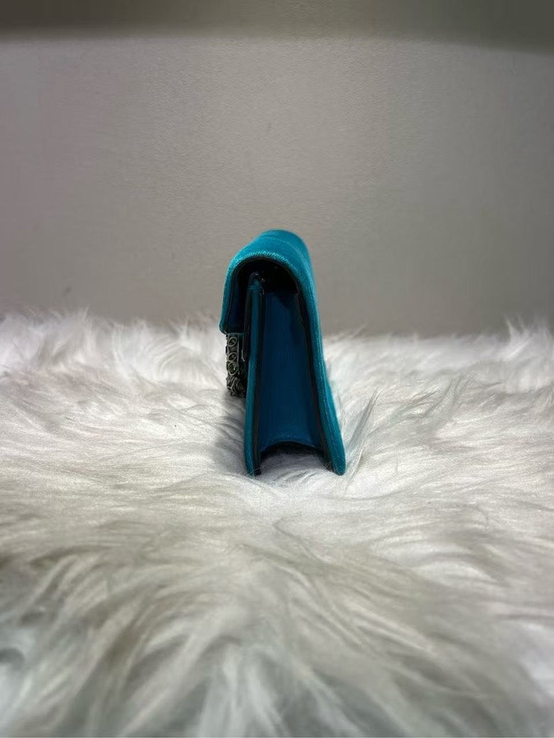 Gucci Dionysus Teal Velvet Clutch Bag