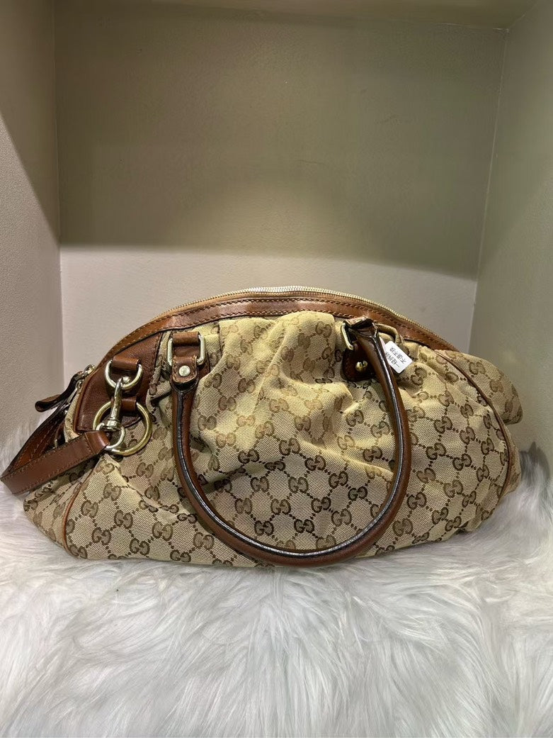 Gucci GG Canvas Beige Satchel Bag