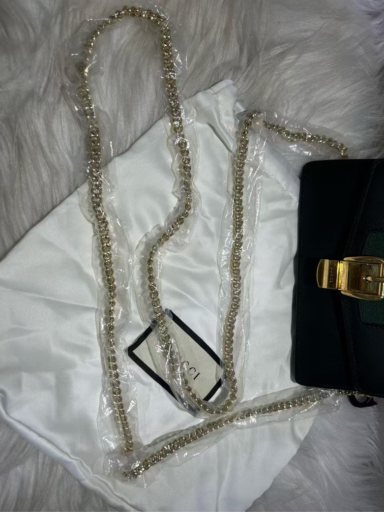 GUCCI Sylvie Bag Black Leather Shoulder Bag