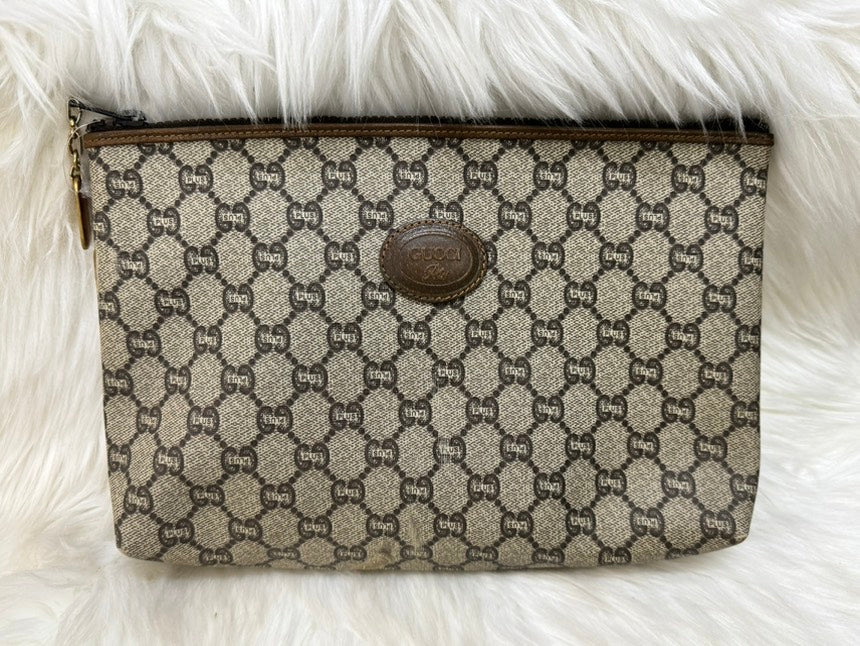Gucci GG Monogram Beige Canvas Clutch Bag