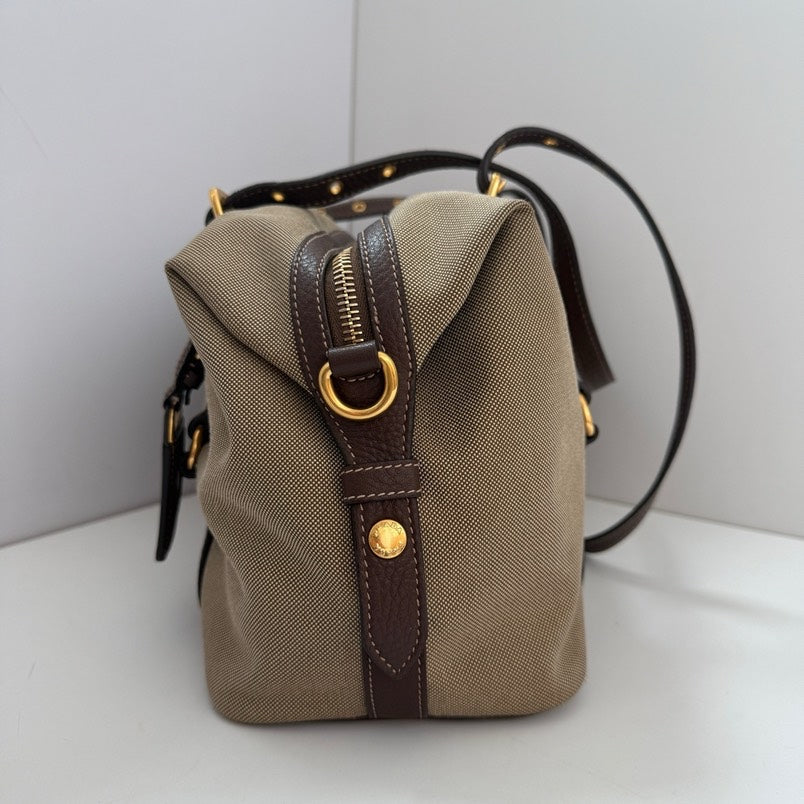 Prada   Boston Handle Bag Beige Leather Satchel