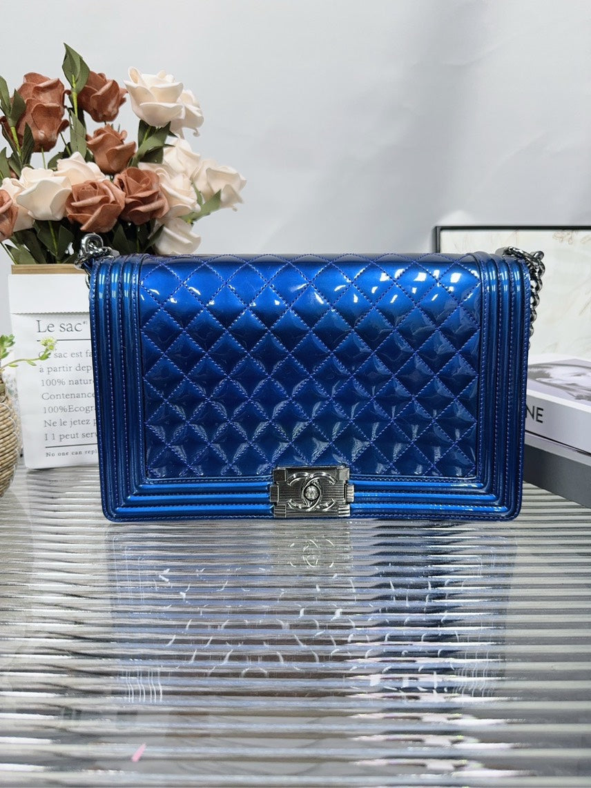Chanel  Leboy HFY Quilted Blue Shoulder Bag