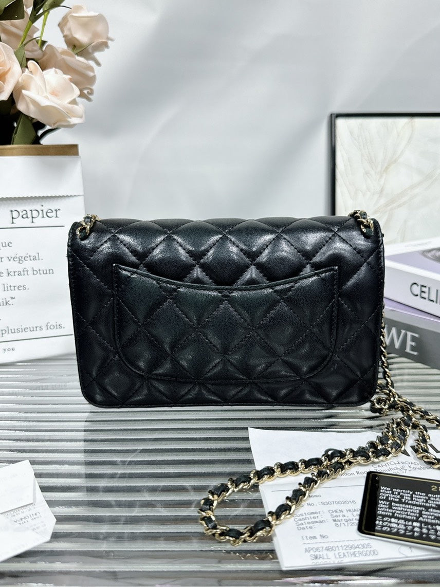 Chanel  WOC Black Quilted Leather Crossbody Bag