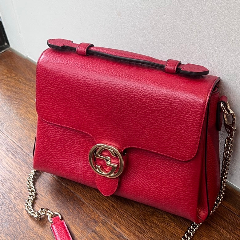 Gucci Interlocking Leather Chain Shoulder Bag AF
