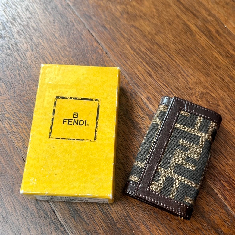 Fendi  AG321 Key Case Brown Canvas Wallet