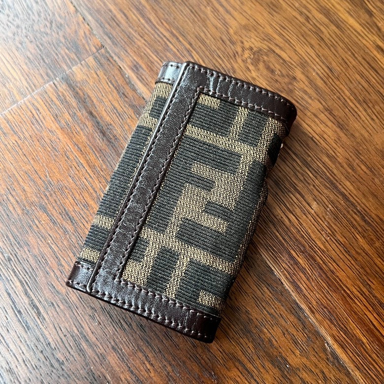 Fendi  AG321 Key Case Brown Canvas Wallet