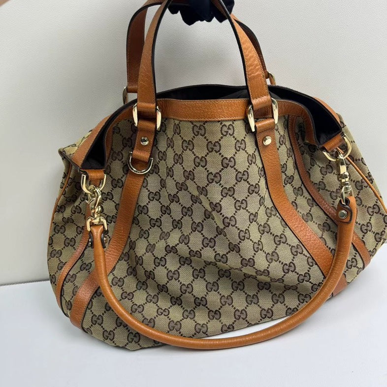 Gucci   Hobo Underarm Tote Brown Canvas Shoulder Bag