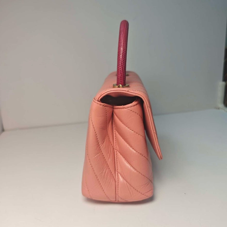 Chanel Coco Handle Pink Lizard Handle Small  Bag