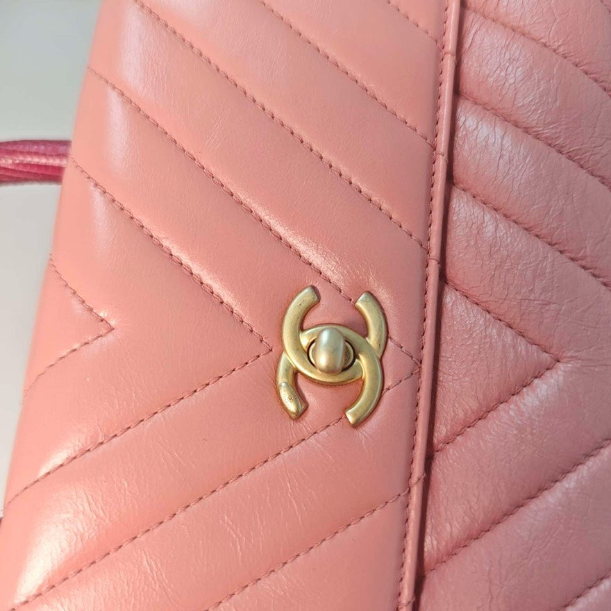 Chanel Coco Handle Pink Lizard Handle Small  Bag