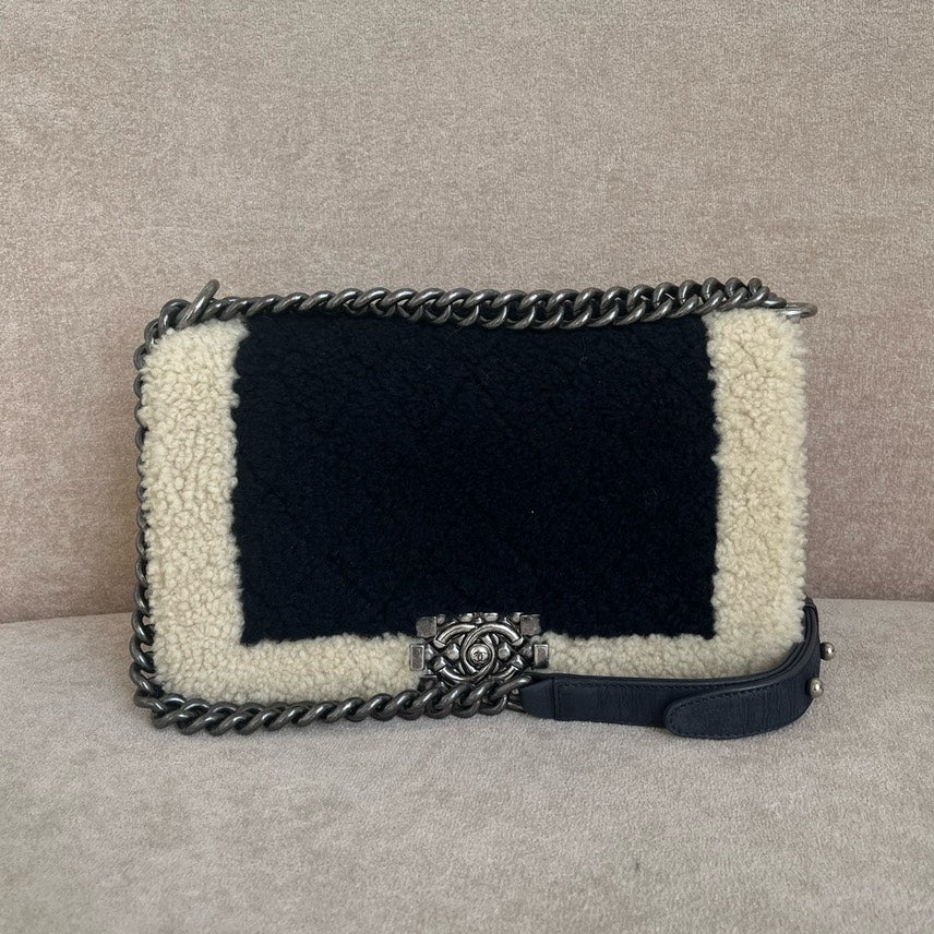 Chanel  Shearling Crossbody Bag in Black