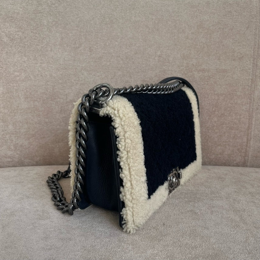 Chanel  Shearling Crossbody Bag in Black