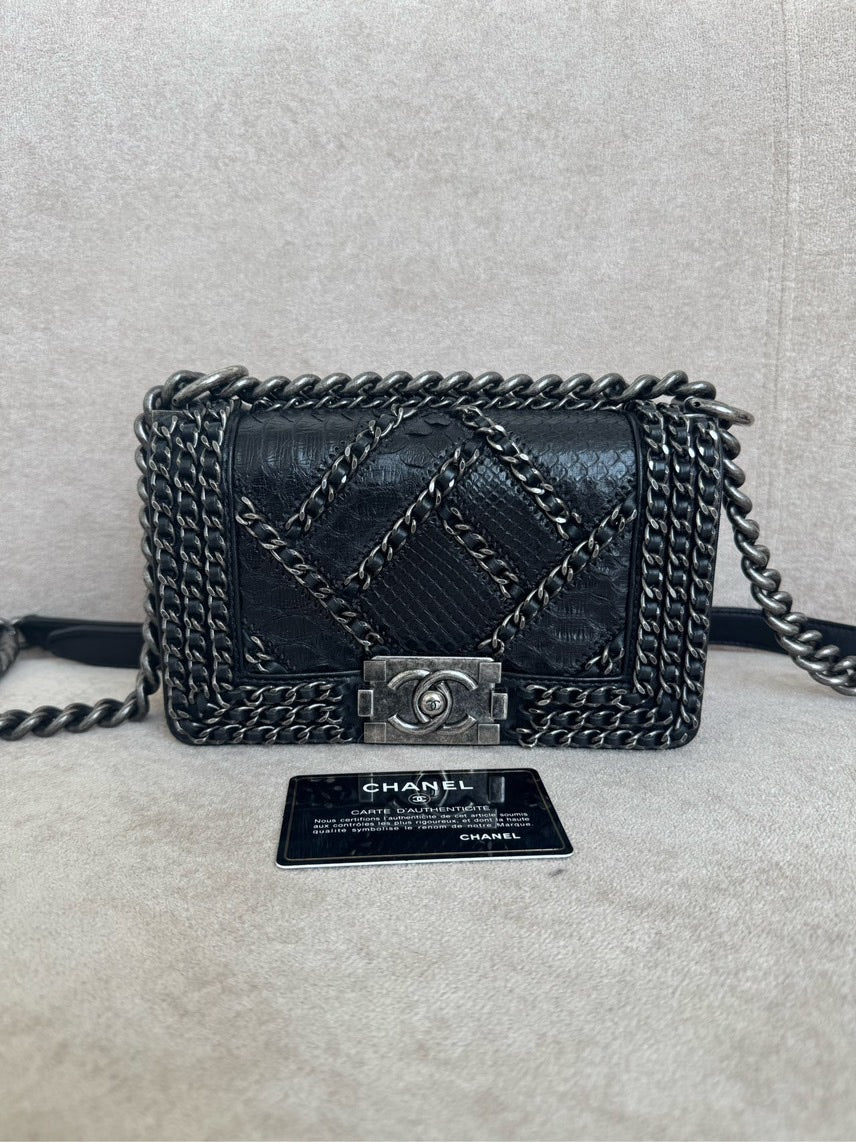 Chanel  Leboy   Black Leather Crossbody Bag