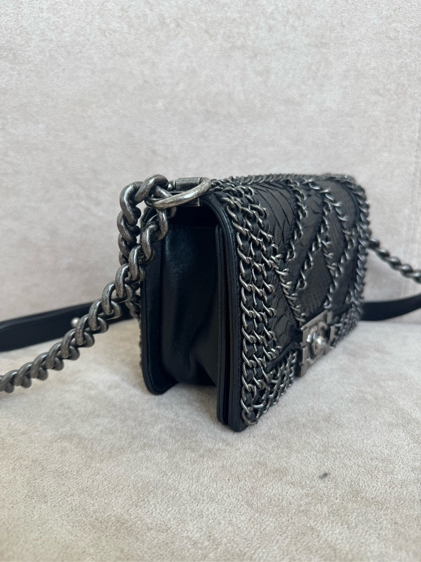 Chanel  Leboy   Black Leather Crossbody Bag