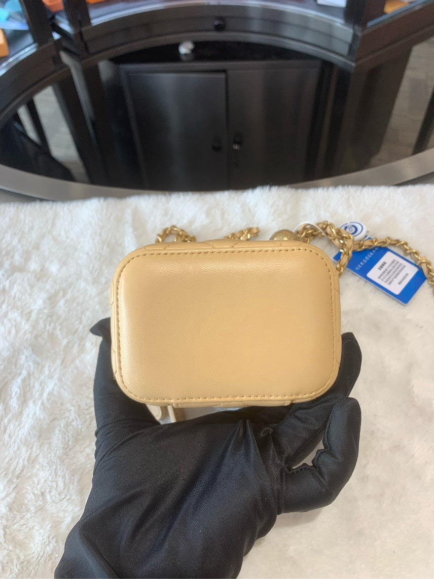 Chanel  Quilted Beige Leather Mini HBG
