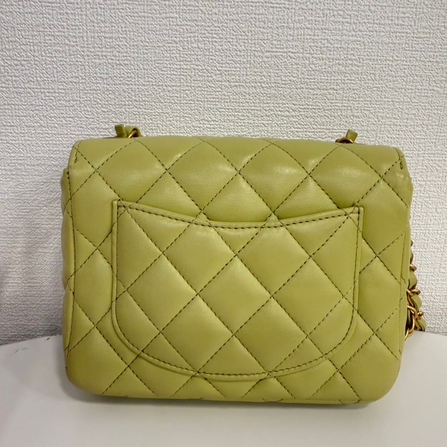 Chanel Lambskin Mini Flap Chain Bag in Lime Green - , Microchipped FM0011