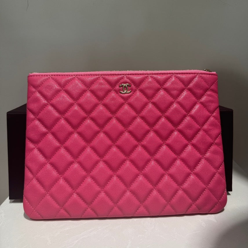 Chanel Caviar Clutch Pink Leather