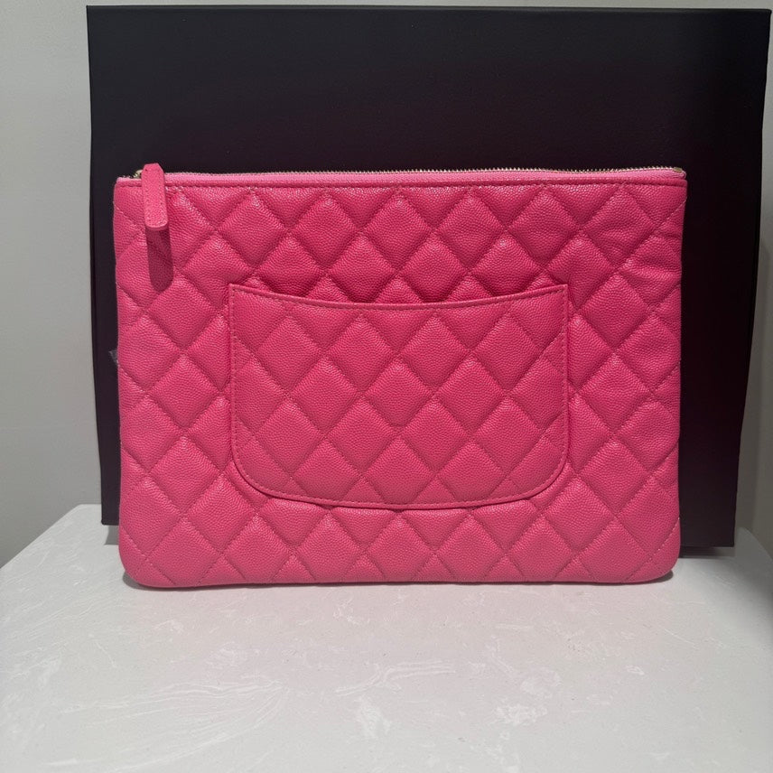 Chanel Caviar Clutch Pink Leather