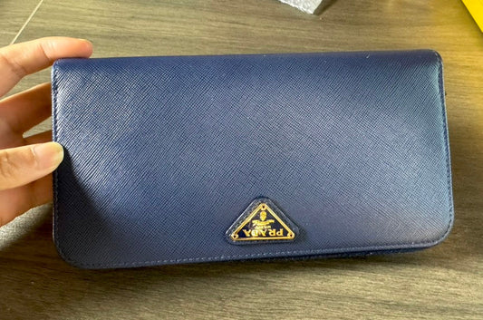 Prada Deep Blue Leather Wallet