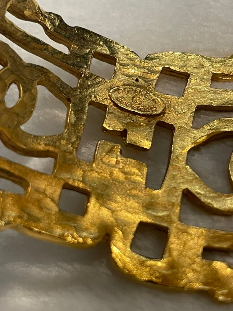 Chanel Gold Metal Cutout Cuff Bracelet