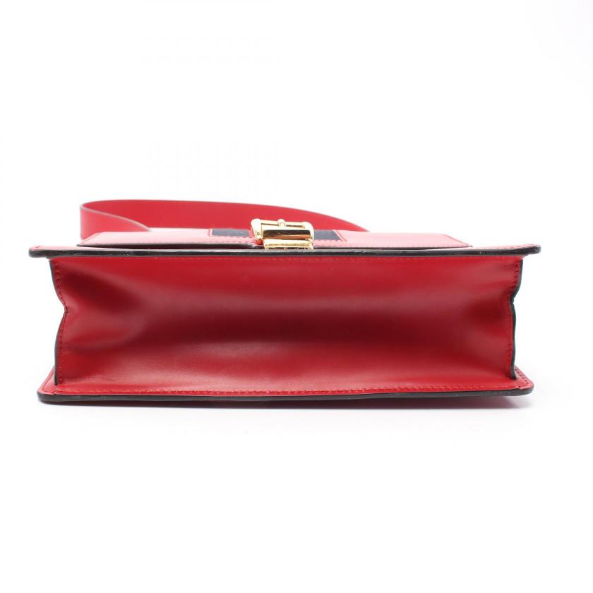 GUCCI Sylvie Small web line Shoulder bag leather Red Navy WAY - Condition A