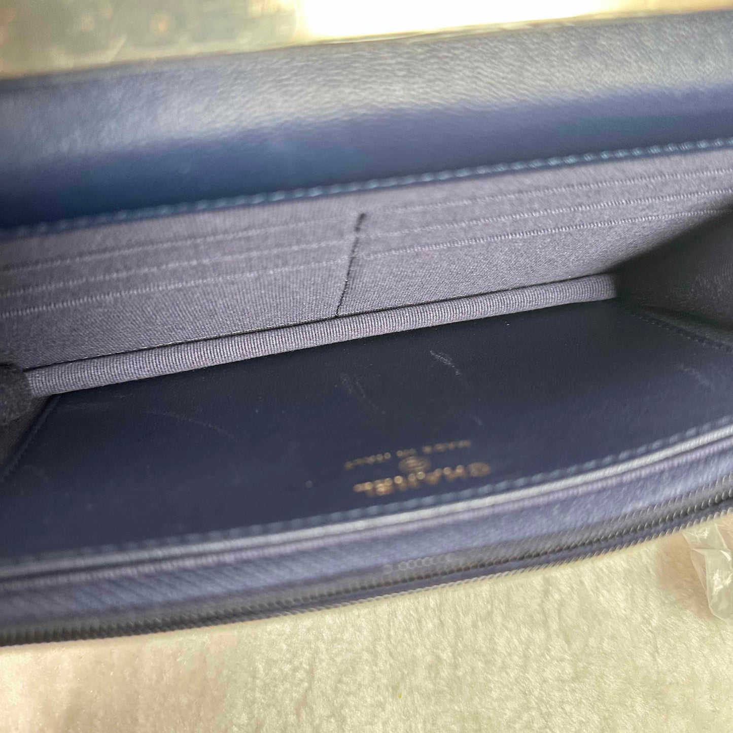 TT! BJ1109905017 Pre-loved Chanel Lambskin Shoulder Bags WOC Blue Handbag Shoulder Bag