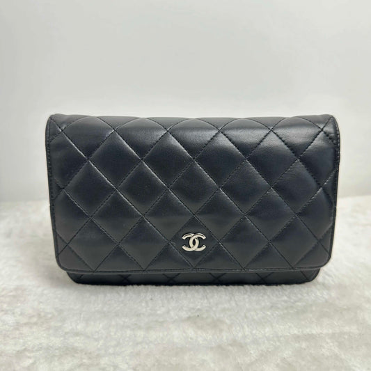 TT! Pre-loved BJ1101718050145 Chanel Classic WOC Black Lambskin Shoulder Bag Crossbody Bag