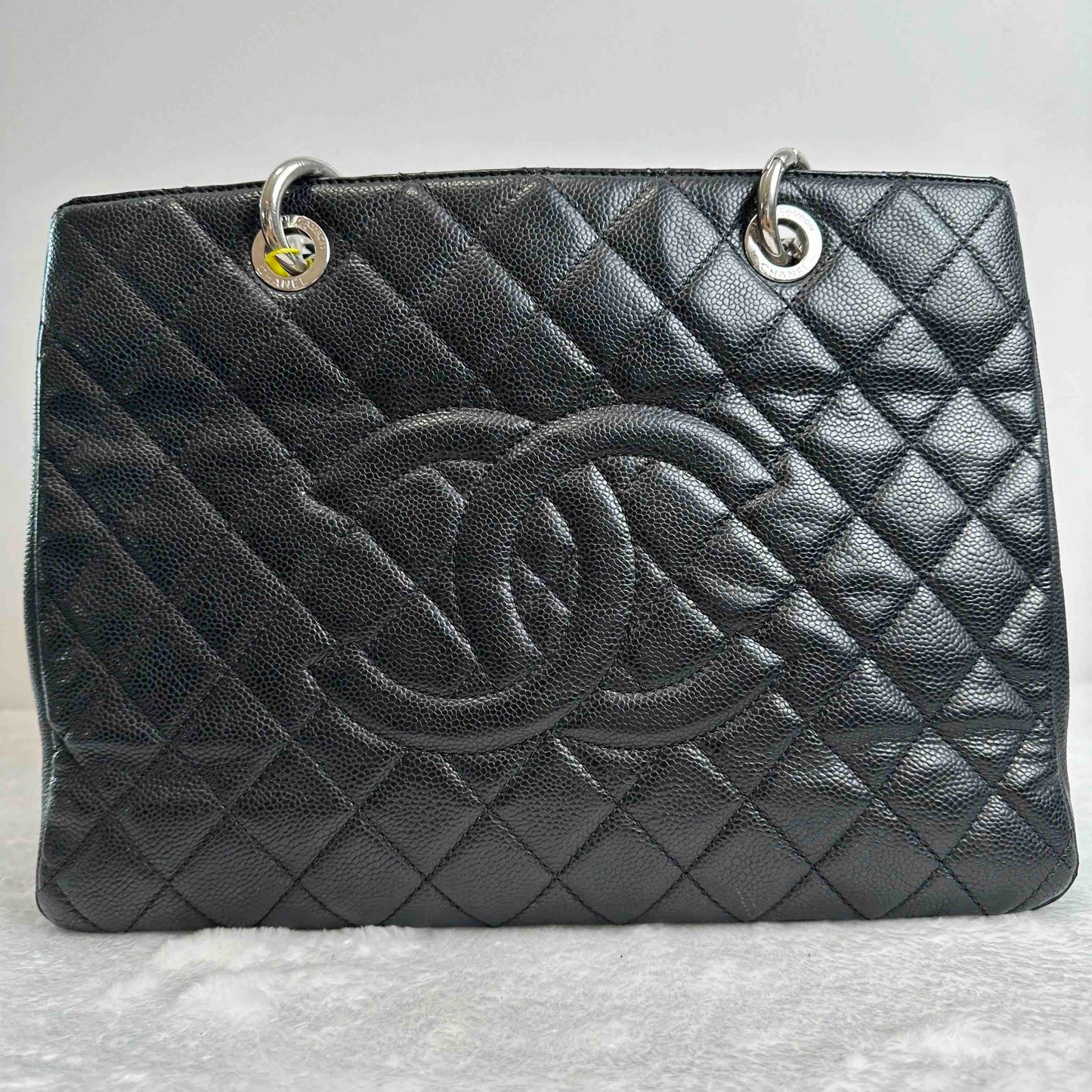 TT!  BJ11011050145 Chanel Grand Shopping Tote Black Cowhide Tote Shouder Bag