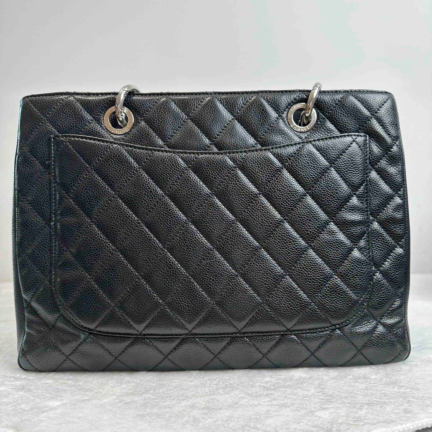 TT!  BJ11011050145 Chanel Grand Shopping Tote Black Cowhide Tote Shouder Bag