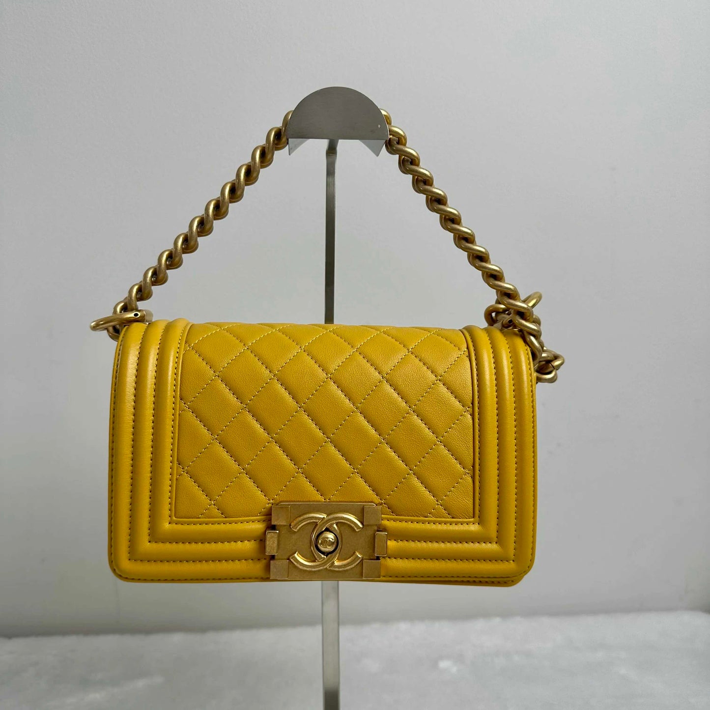 TT! Pre-loved Chanel BJ1101905017 Leboy Yellow Lambskin Shoulder Bag