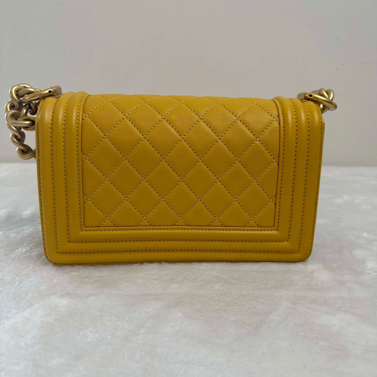 TT! Pre-loved Chanel BJ1101905017 Leboy Yellow Lambskin Shoulder Bag