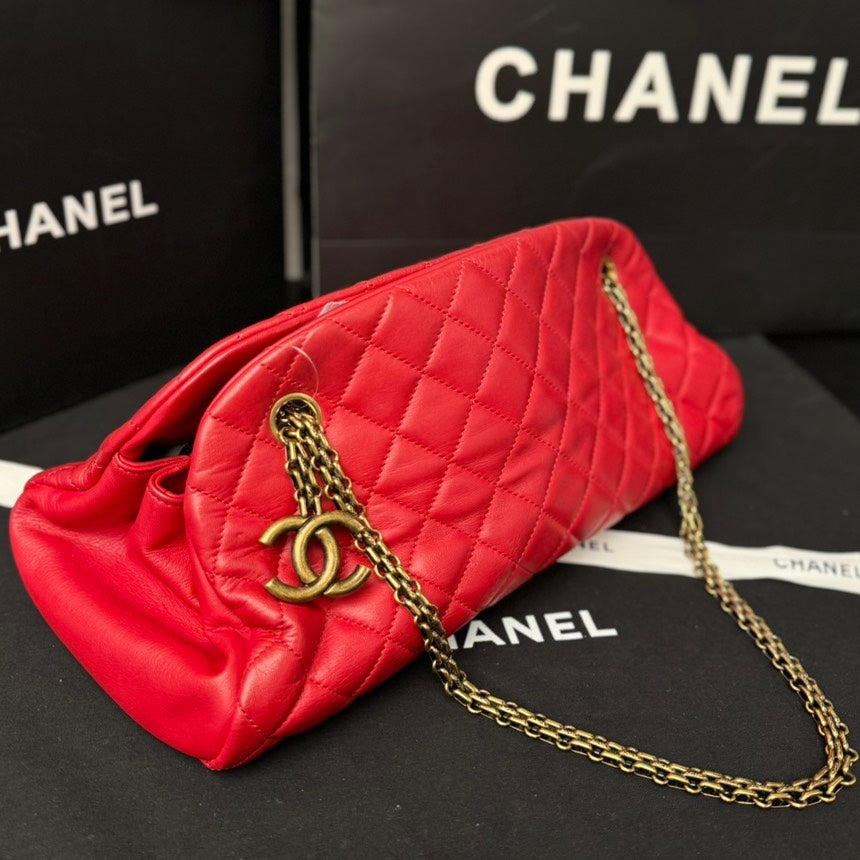 Chanel Red Quilted Leather Shoulder Bag