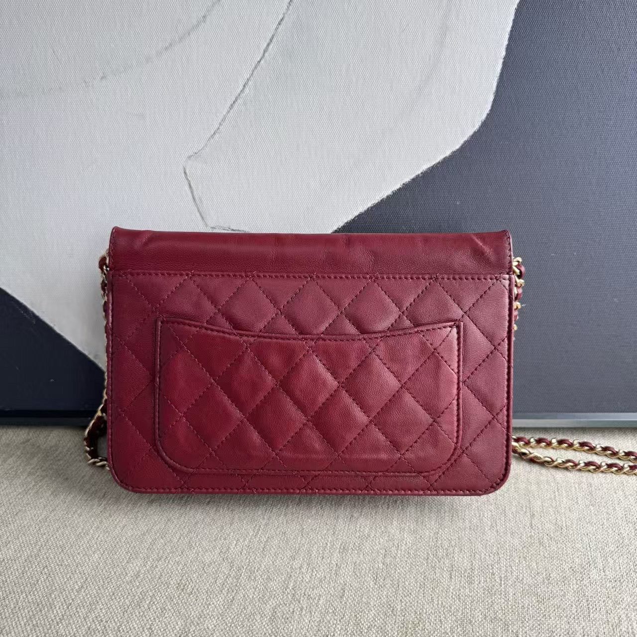 Chanel CF Burgundy Quilted Leather Shoulder Bag  2013-2014