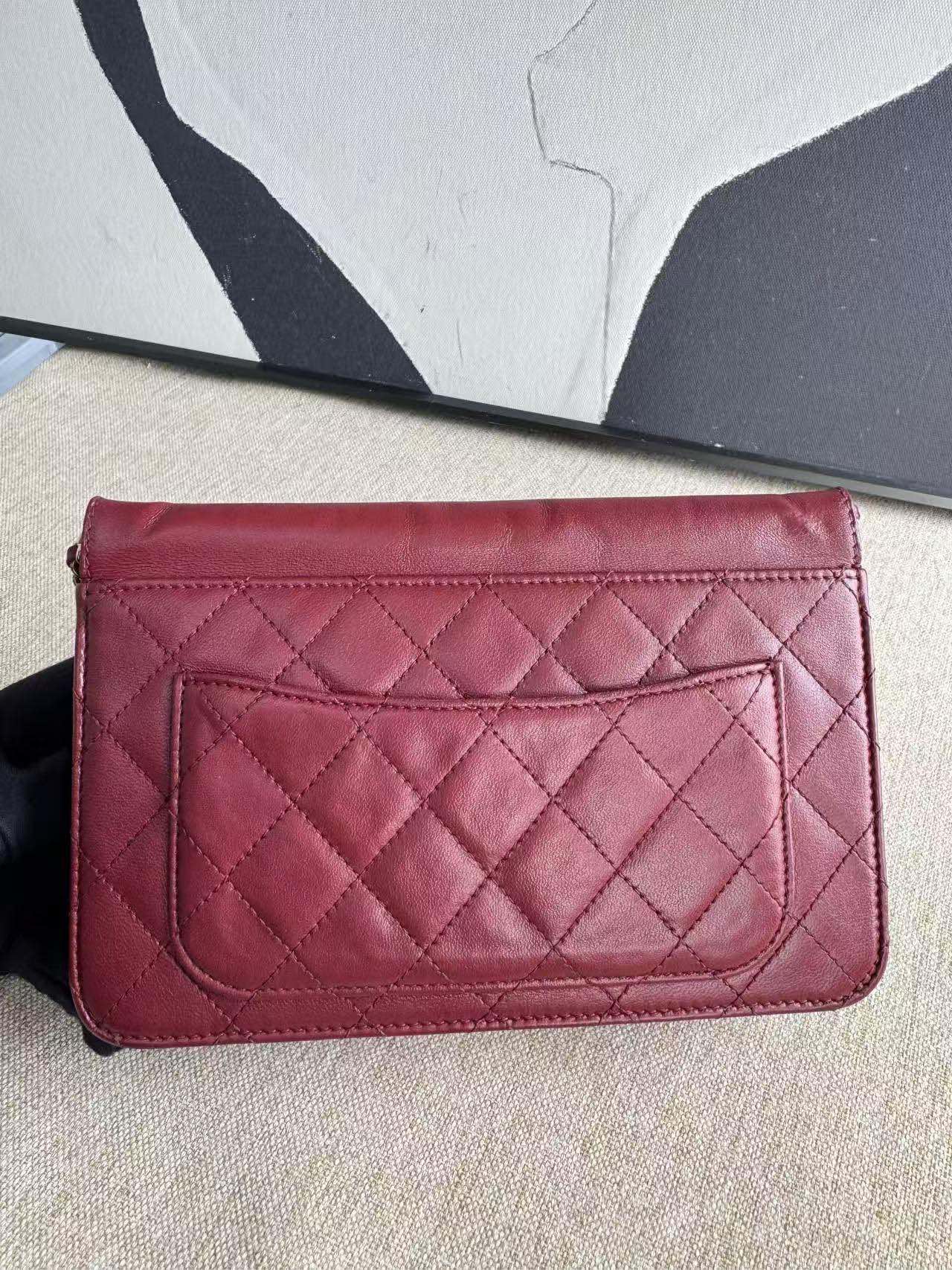 Chanel CF Burgundy Quilted Leather Shoulder Bag  2013-2014