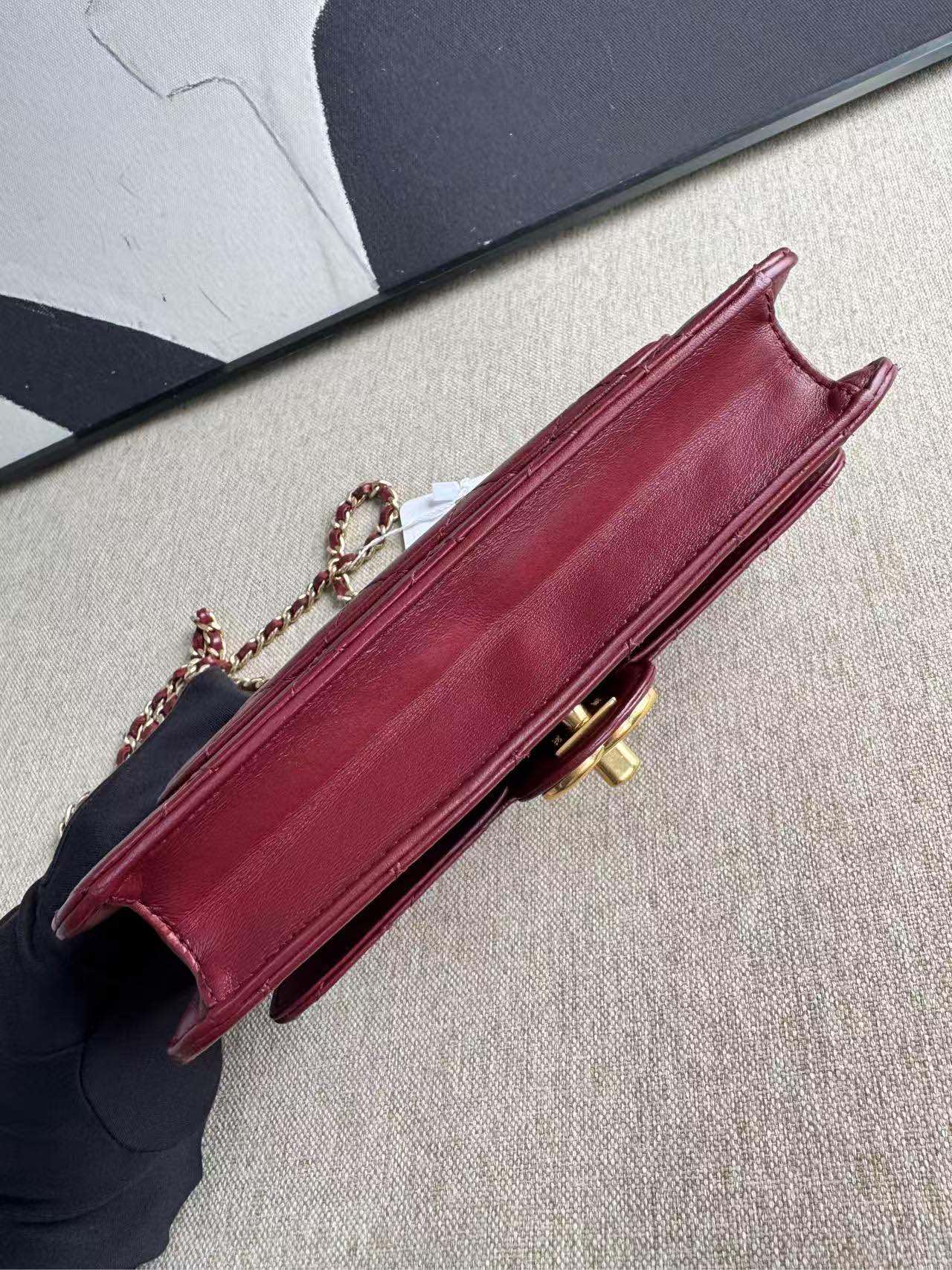 Chanel CF Burgundy Quilted Leather Shoulder Bag  2013-2014