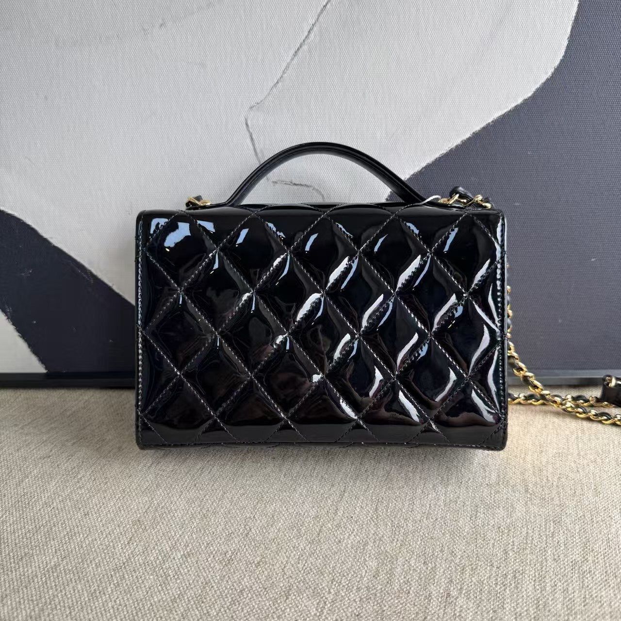 Chanel 21K Patent Leather Black Shoulder Bag