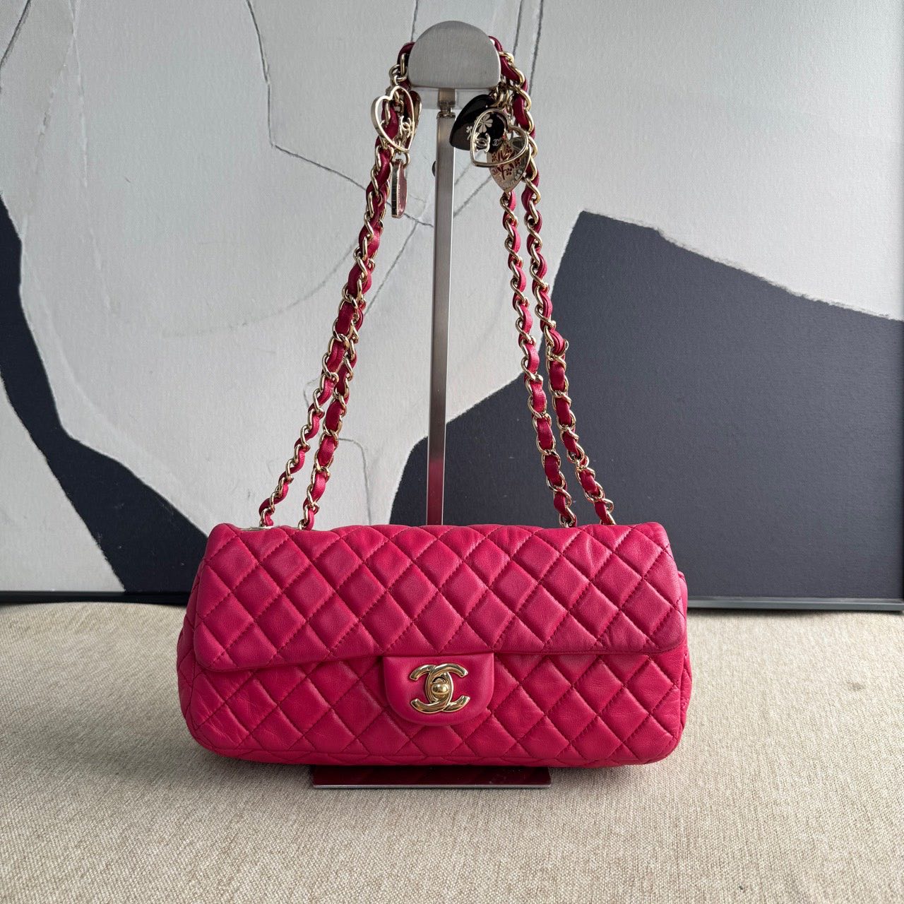 Chanel Classic Flap Pink Leather Shoulder Bag  2009-2010