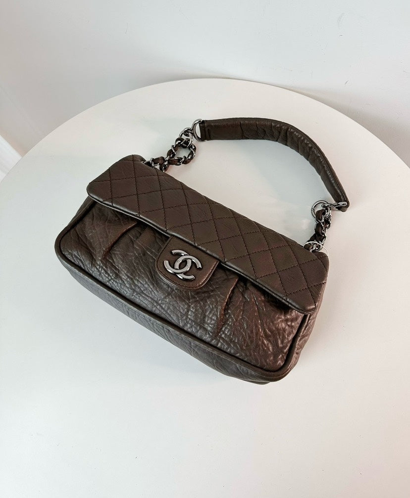 Chanel Chocolate Brown Quilted Leather  CF Shoulder Bag