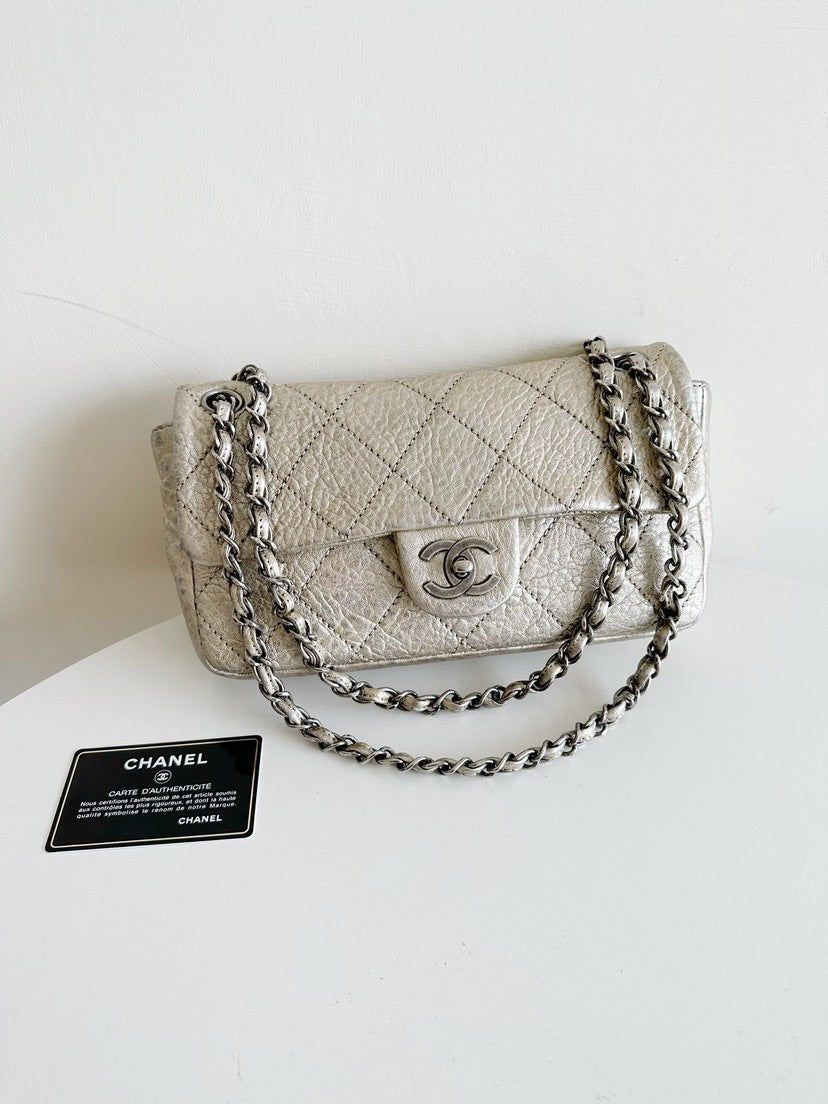 Chanel CF Classic Flap Medium Bag Light Gold Leather Shoulder Bag
