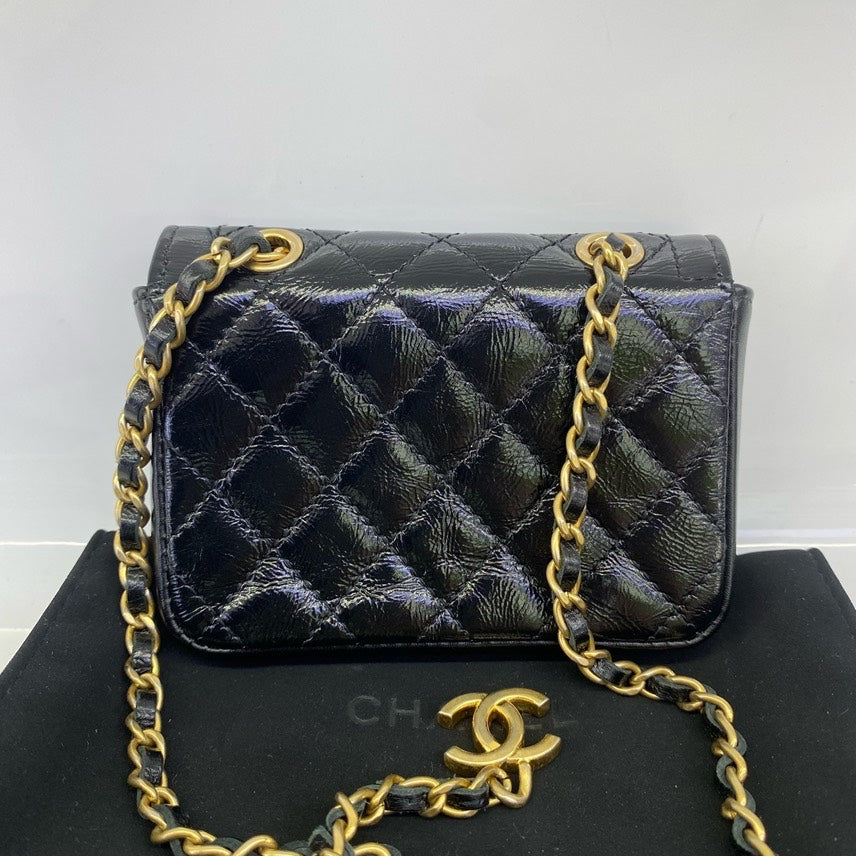 Chanel   Quilted Black Leather Crossbody Bag