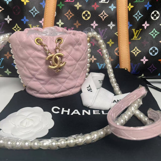 Chanel Mini Bucket Bag Pink Leather 2021