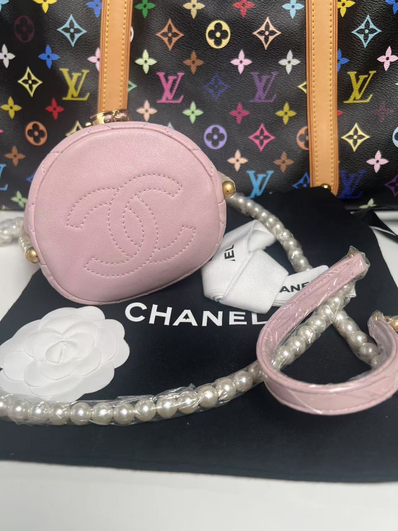 Chanel Mini Bucket Bag Pink Leather 2021