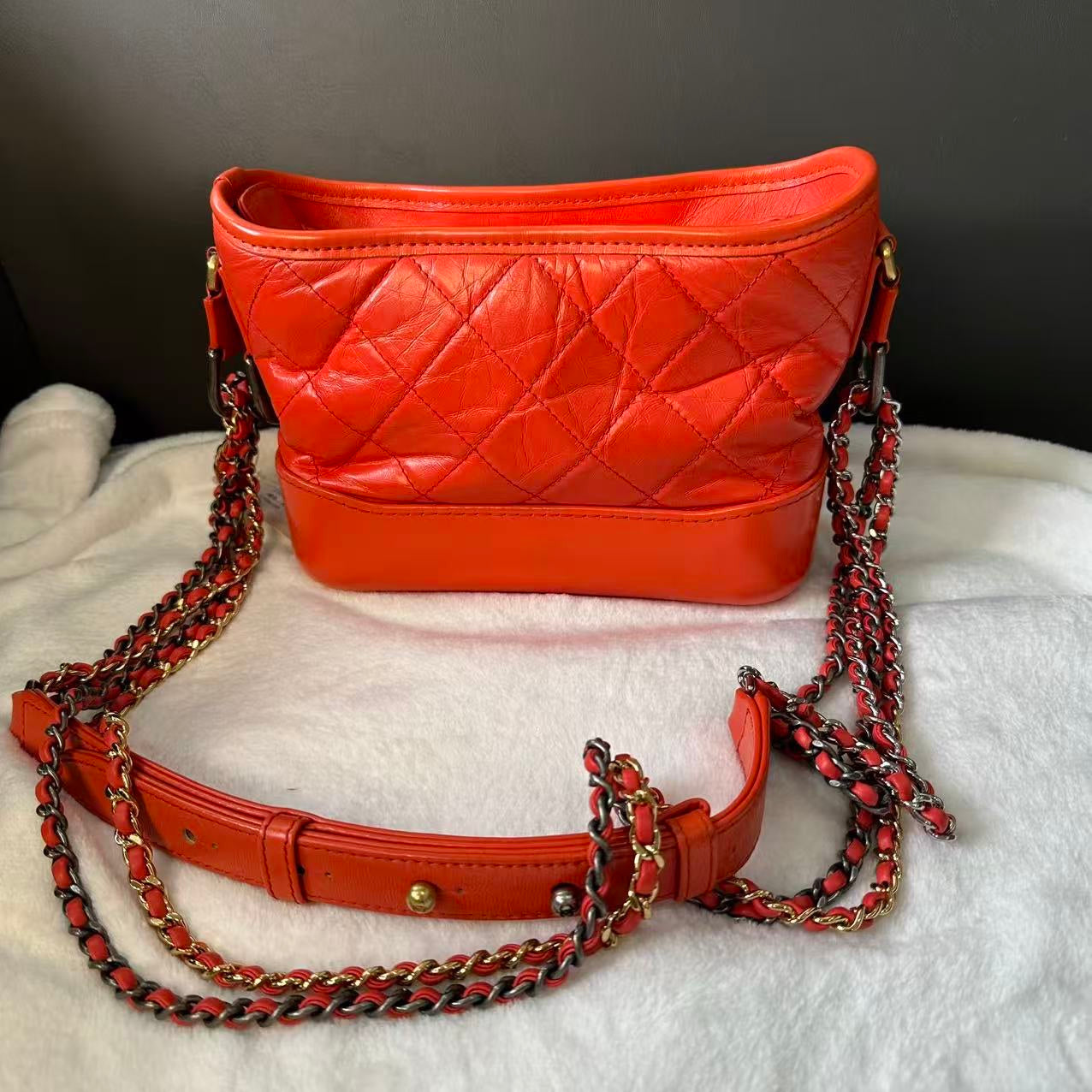 Chanel Gabrielle Small Crossbody Bag Red Leather 2018