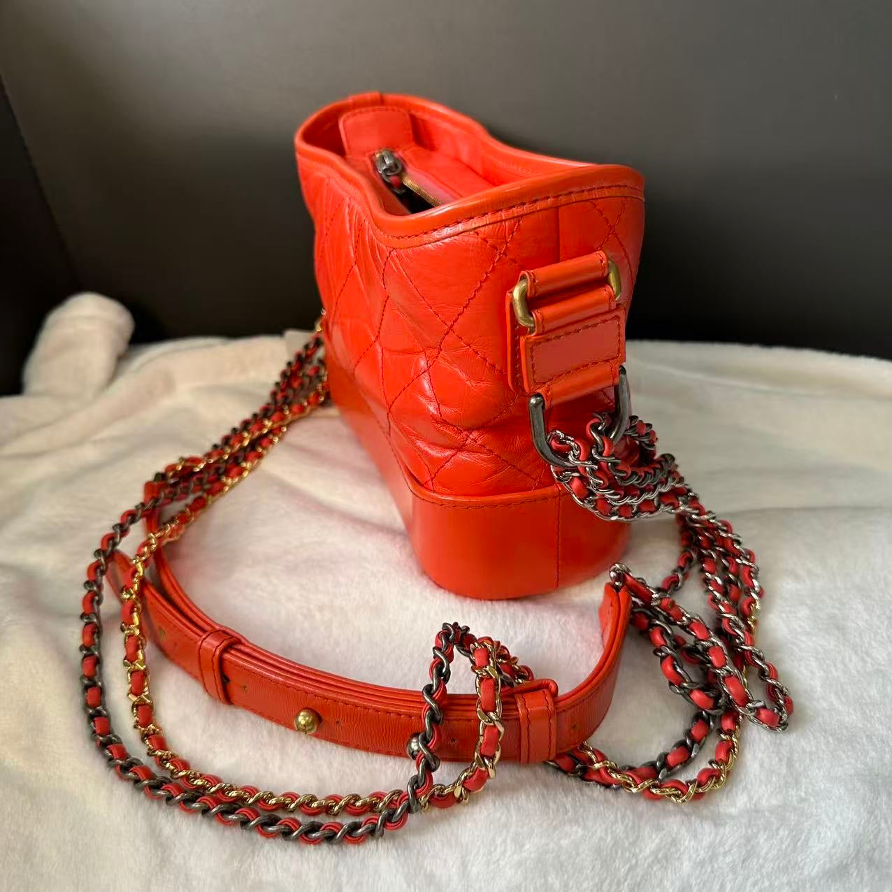 Chanel Gabrielle Small Crossbody Bag Red Leather 2018