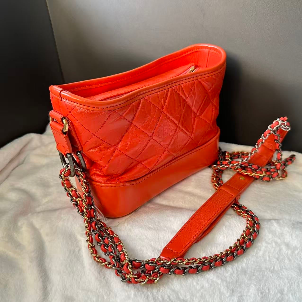 Chanel Gabrielle Small Crossbody Bag Red Leather 2018