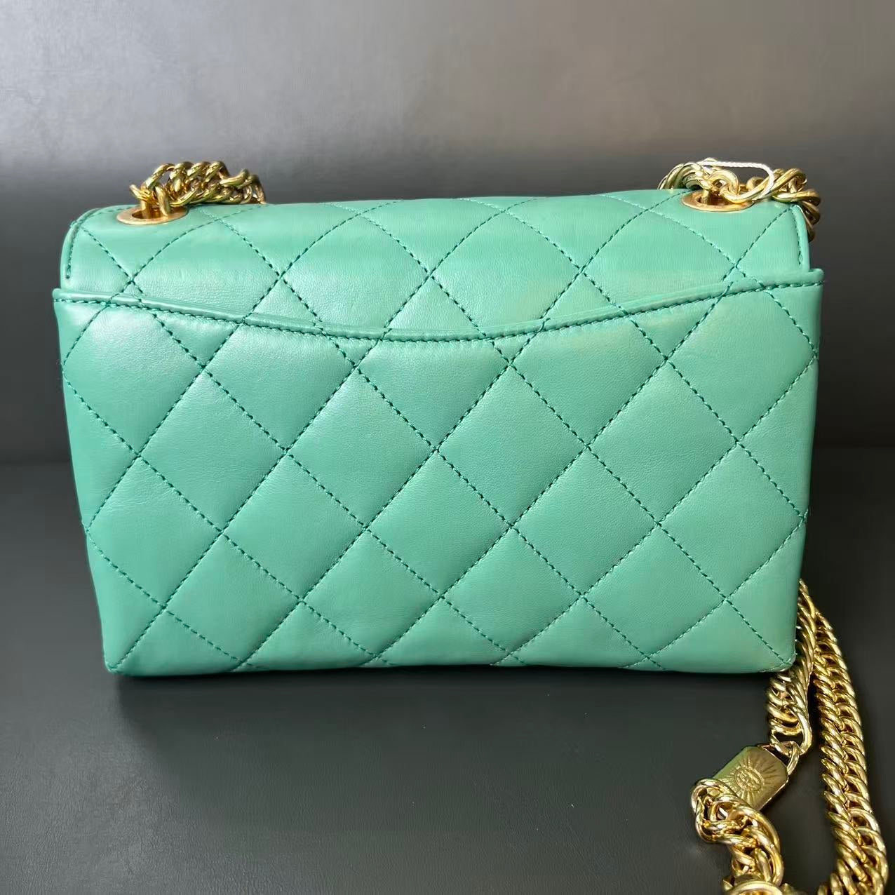 Chanel  CF Two-Way Bag Microchip 12438044 Green Leather Shoulder Bag