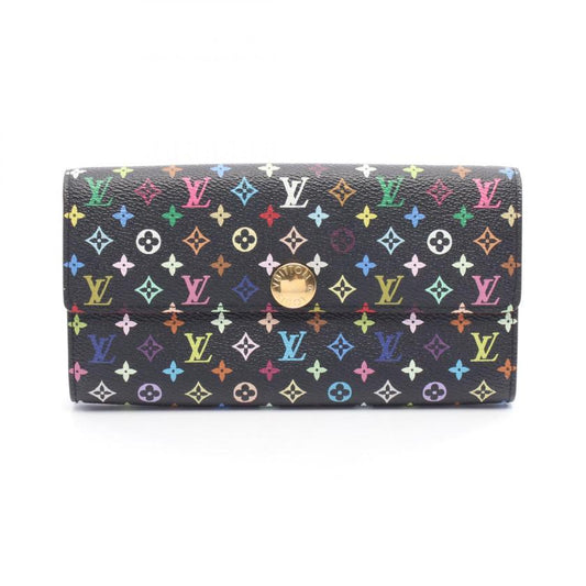 Pre-loved LOUIS VUITTON pochette Porte-Monnaie Credit monogram multicolor Noir Bi-fold Long Wallet PVC black 2101219262529