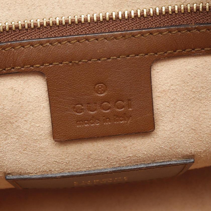 Pre-loved GUCCI GG Supreme Handbag mini boston bag PVC leather beige Brown 2WAY 2101219224176