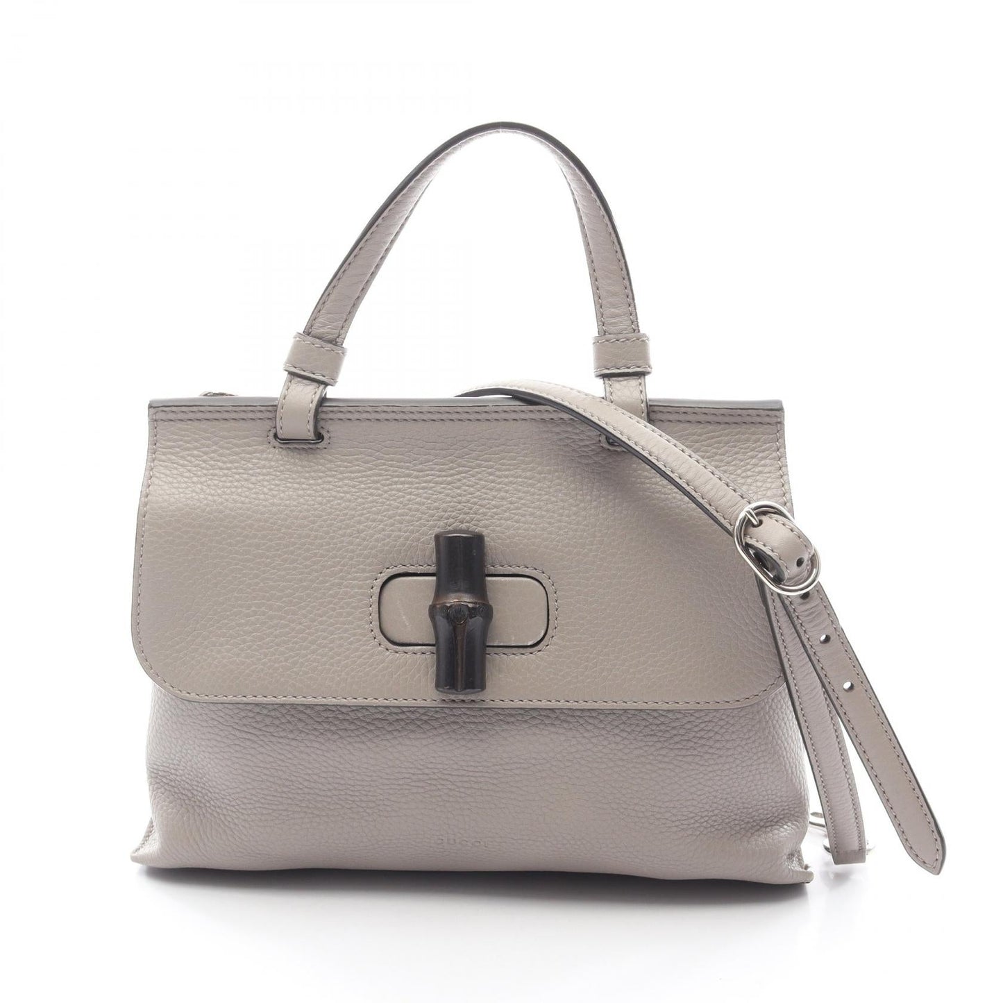 Pre-loved GUCCI Bamboo daily Handbag leather Light gray 2WAY 2104102446907