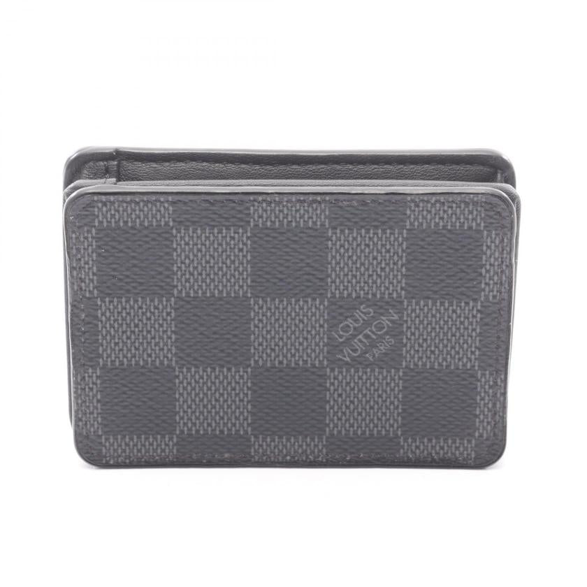Pre-loved LOUIS VUITTON coin purse Damier Graphite coin purse PVC leather black 2104102412339