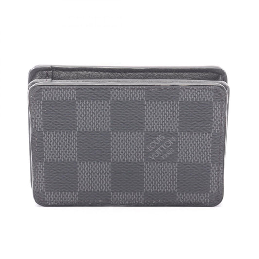 Pre-loved LOUIS VUITTON coin purse Damier Graphite coin purse PVC leather black 2104102412339